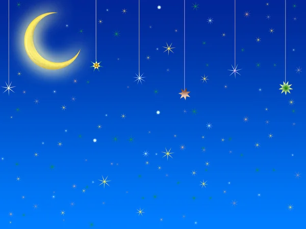 Abstrakter Hintergrund heller Cartoon Mond und Sterne Stockfoto