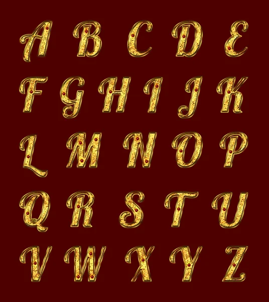 Goldenes Alphabet mit Rubinen. — Stockfoto