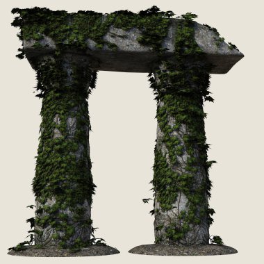 sarmaşık sütunları beyaz arkaplanda izole edildi