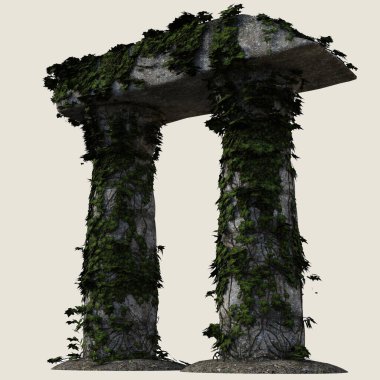 sarmaşık sütunları beyaz arkaplanda izole edildi