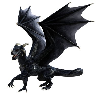 Siyah ejderha beyaz arkaplanda izole