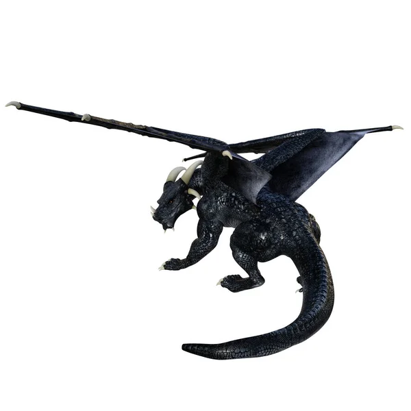Black Dragon Isolated White Background — Zdjęcie stockowe