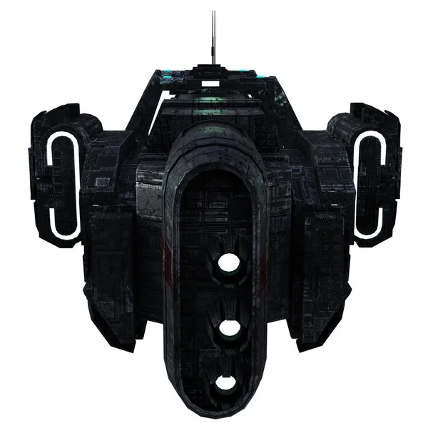 Black Scifi Spaceship White Background — Stockfoto