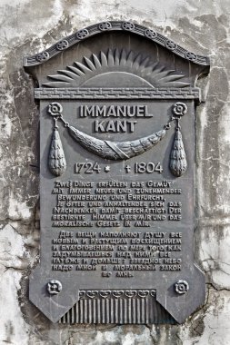 Memorial Board in honour of the German philosopher Immanuel Kant. Kaliningrad (until 1946 Koenigsberg), Russia clipart