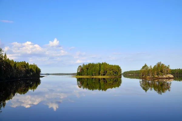 Manhã calma. Lago Engozero, Carélia do Norte, Rússia — Fotografia de Stock