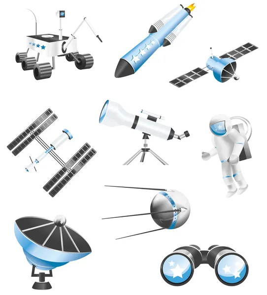 Icônes de la technologie spatiale — Image vectorielle