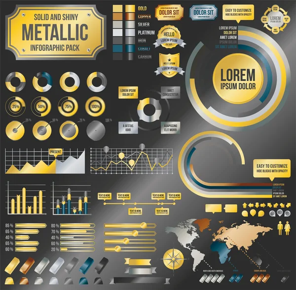 Elementos infográficos metálicos — Archivo Imágenes Vectoriales