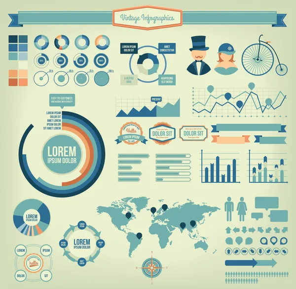 Elementi infografici vintage — Vettoriale Stock