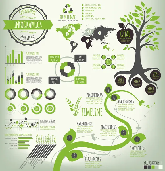 Naturaleza verde Infografías — Vector de stock