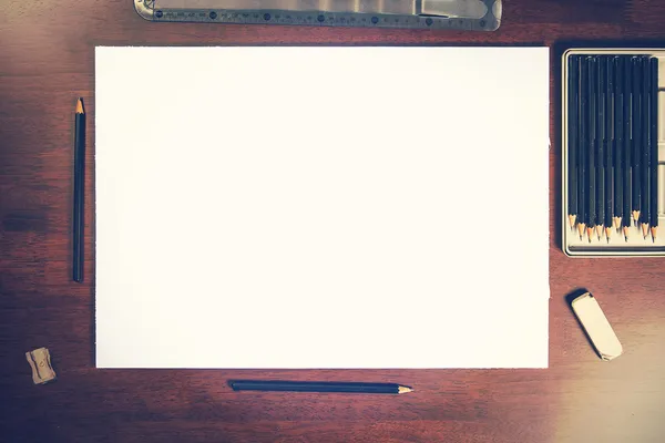 Pencil drawing mock-up — Stock Photo, Image