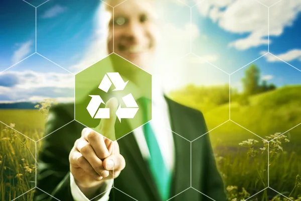 Conceito de negócio verde - símbolo de reciclagem — Fotografia de Stock
