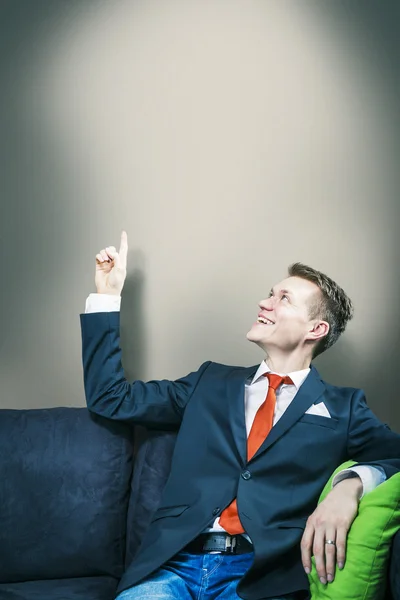 Business man pointing up — Stock Photo, Image