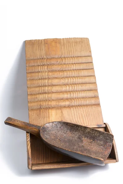 Stare drewniane washboard — Zdjęcie stockowe