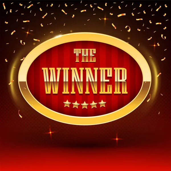 Win Congratulations Golden Frame Vector Illustration Winners Casino Poker Roulette — 图库矢量图片