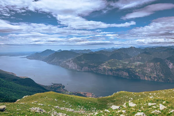 Vue Panoramique Sur Lac Garde Depuis Mont Baldo Italie — Photo