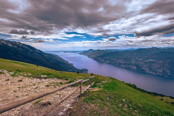 Vue Panoramique Sur Lac Garde Depuis Mont Baldo Italie — Photo