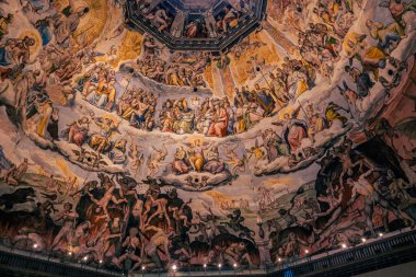 İtalya 'nın Floransa kentindeki Duomo Katedrali' nin iç resimlerinin ayrıntıları.