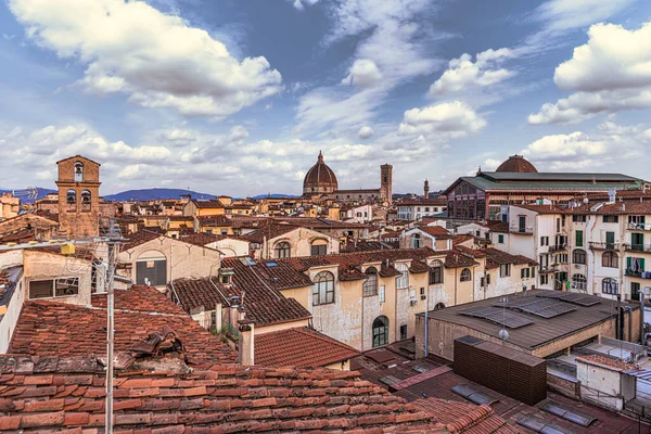 Pohled Střechu Katedrály Duomo Středověkém Slavném Městě Florencie Itálie — Stock fotografie