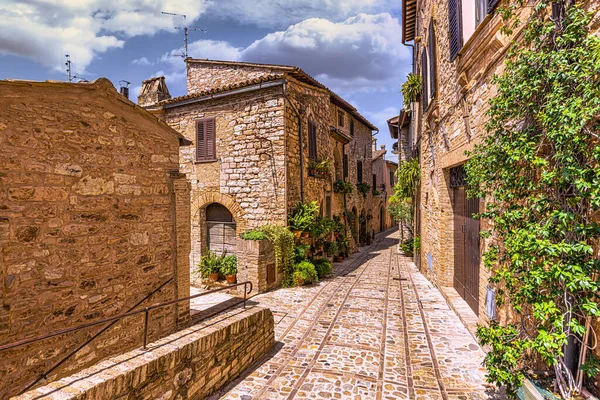 Street View Középkori Város Spello Umbria Olaszország — Stock Fotó