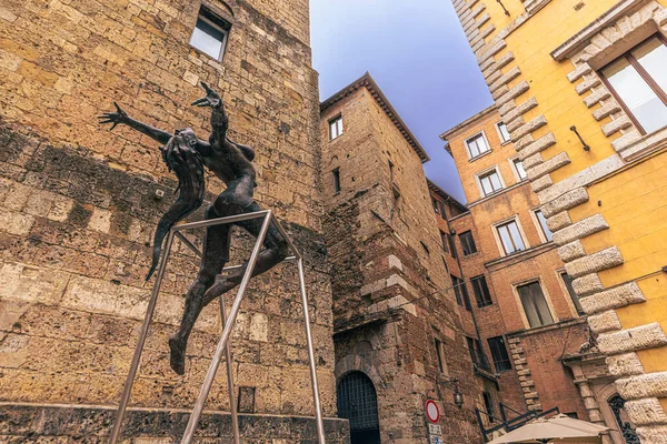 Street View Středověké Město Siena Toskánsku Itálie — Stock fotografie