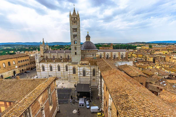 Panoramatický Výhled Středověké Město Siena Toskánsku Itálie — Stock fotografie