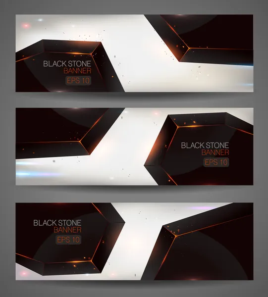 Black stone banners set — Stock Vector