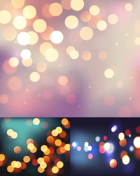 Conjunto de luzes bokeh realistas — Vetor de Stock