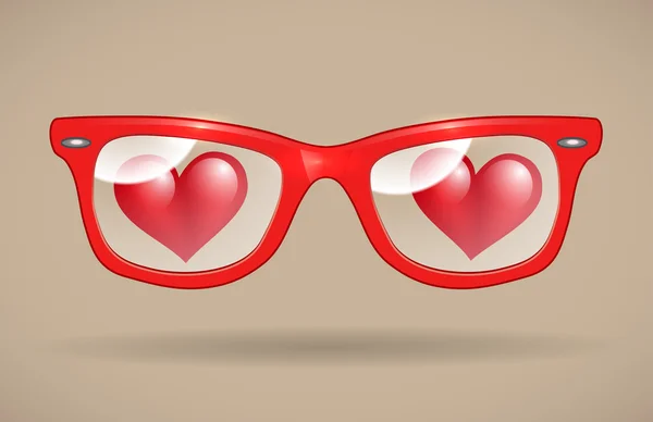 Corazones en gafas graduadas — Vector de stock