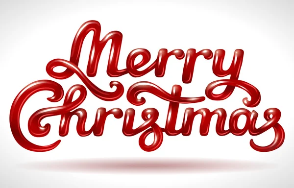 Merry christmas hand belettering rode handtekening — Stockvector