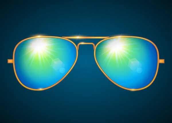 Yeşil lens ile güneş gözlüğü — Stok Vektör