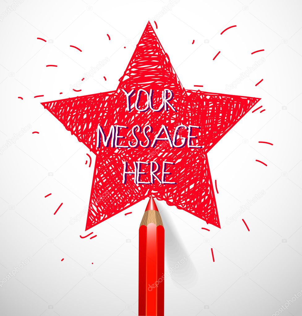 Red star with pencil