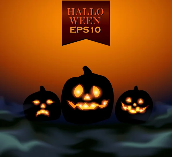 Silhouettes de citrouille Halloween — Image vectorielle