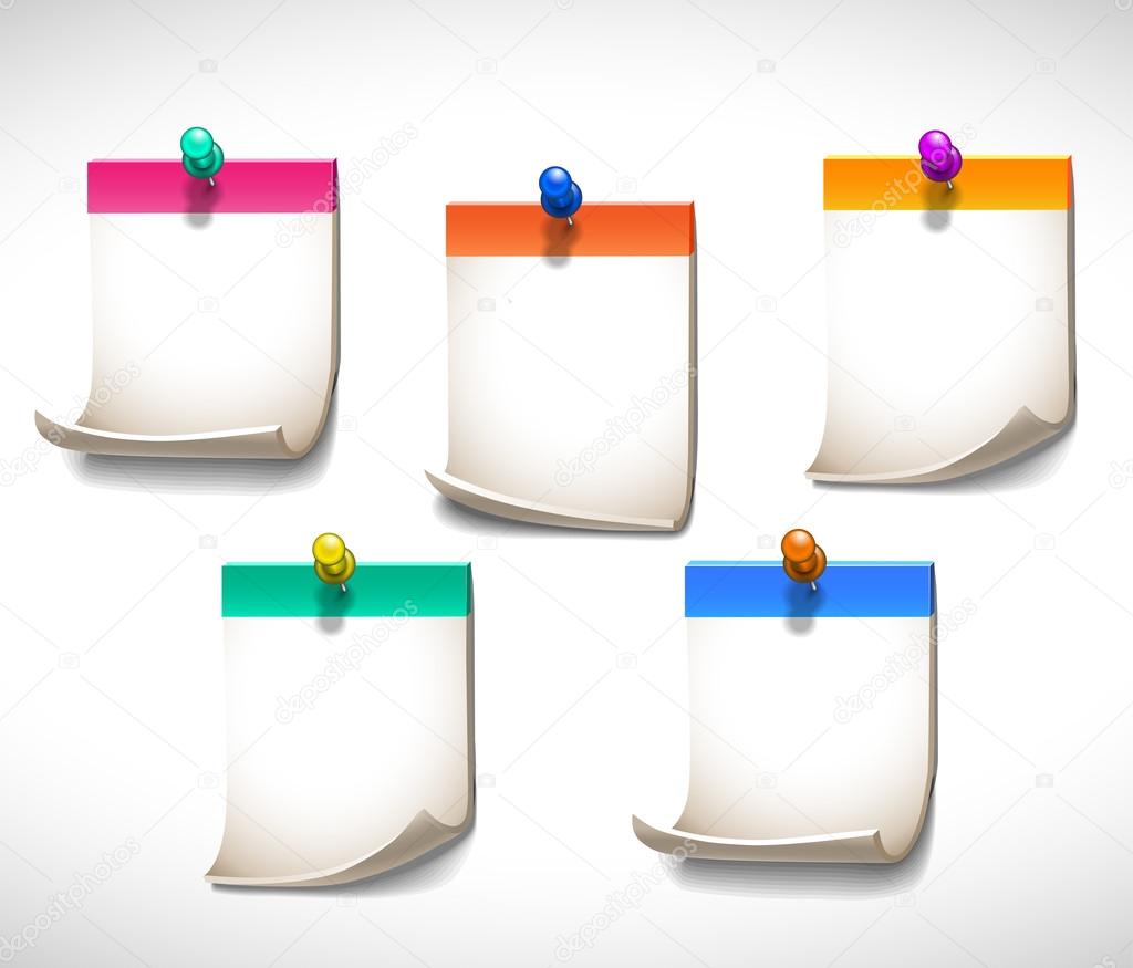 Set of colorful blank sheets of paper