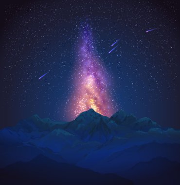 Milky Way in the mountains clipart