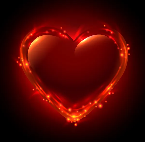 Coração flamejante para o Dia dos Namorados — Vetor de Stock