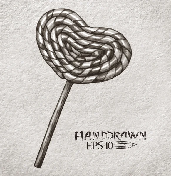 Hand getrokken hart vorm lolly — Stockvector