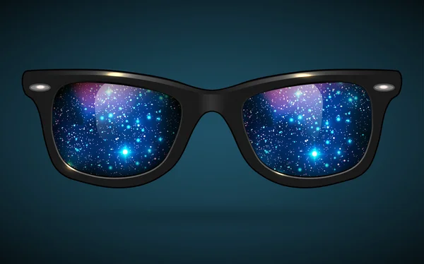 Wayfarer solglasögon återspeglar yttre rymden — Stock vektor