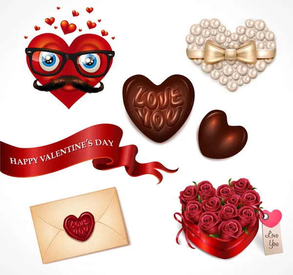 Día de San Valentín icono conjunto — Archivo Imágenes Vectoriales