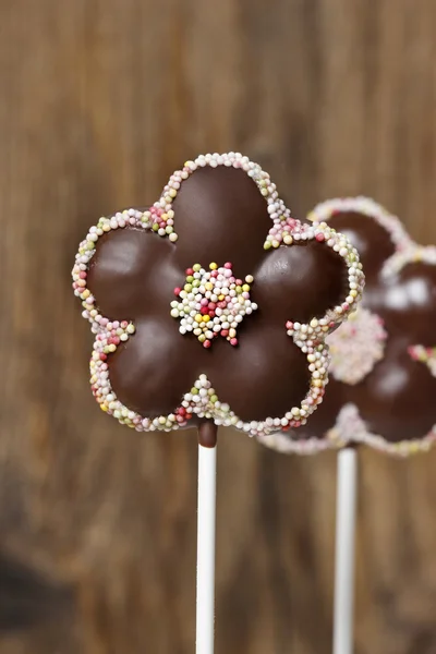 Čokoládový dort pops v květu tvaru — Stock fotografie