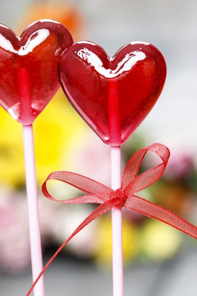 Lollipops in heart shape — Stock Photo, Image