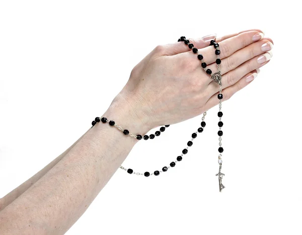 Hands holding a rosary — Stock Photo, Image