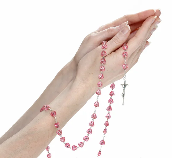 Hands holding a rosary — Stock Photo, Image