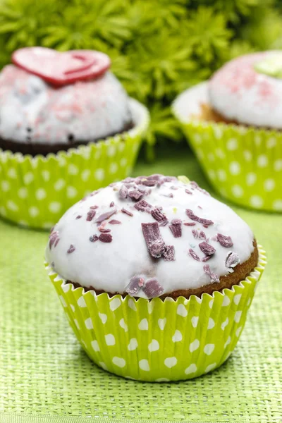 Groene cupcakes — Stockfoto