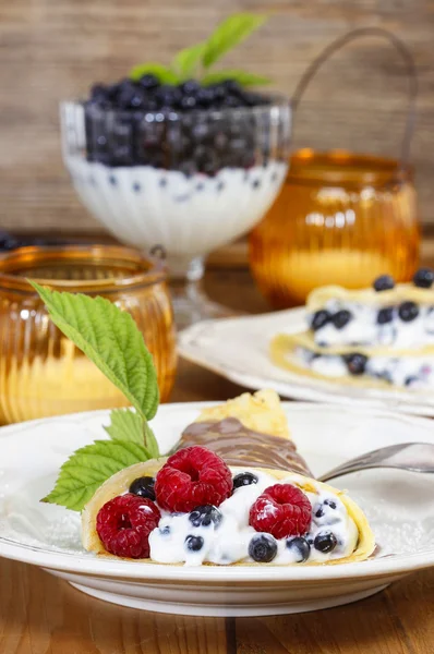 Pancakes with blueberries — Stock Photo, Image