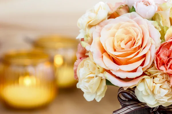 Bouquet of roses and carnations. Selective focus — Stock Photo, Image