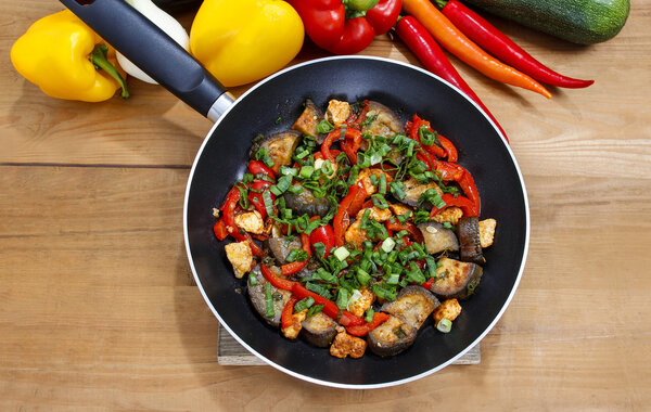 Mexican dish in frying pan