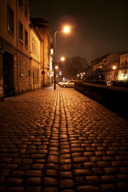 Krakow gece, eski Yahudi Mahallesi kazimierz, krakow, Polonya tarafından