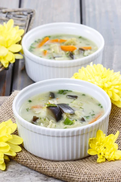 Popular asian soup with chicken and coconut milk — Stock Photo, Image
