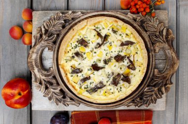 sonbaharda ayar quiche Lorraine Üstten Görünüm