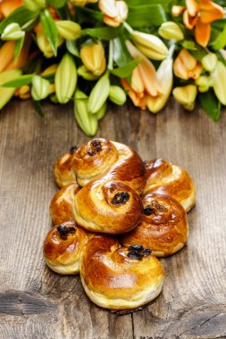 sonbaharda ayar geleneksel İsveç buns. safran bir topuz